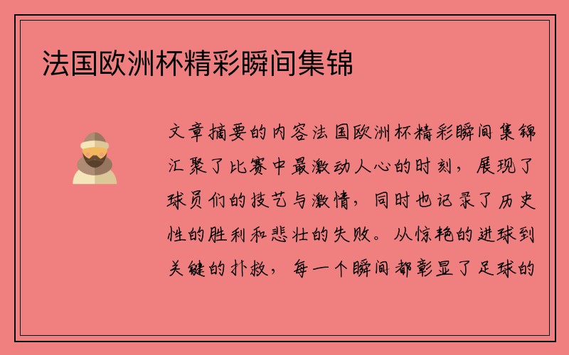 法国欧洲杯精彩瞬间集锦